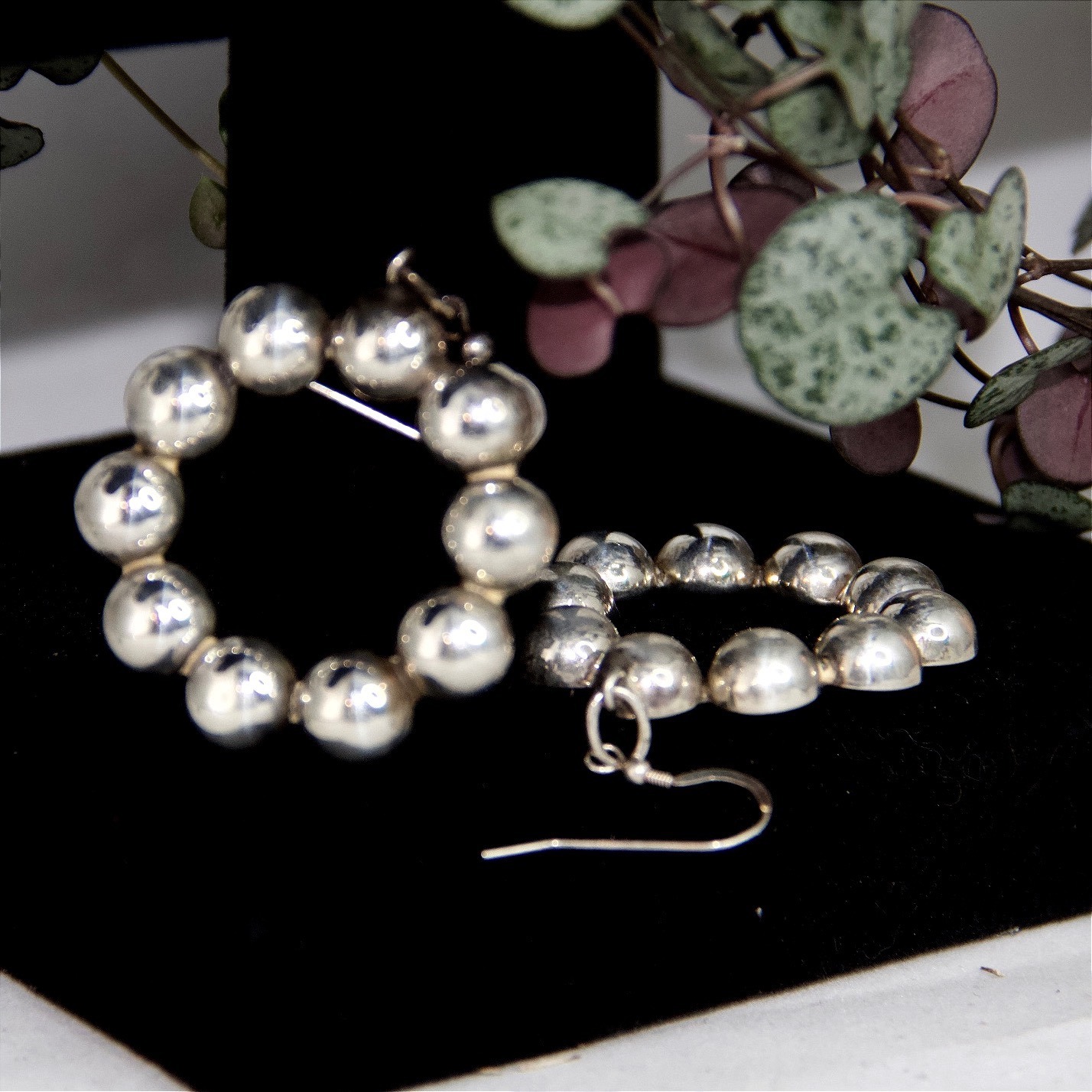 Vtg Taxco Sterling Silver Bubble Hoop Earrings Mexico 925 To-41 Heavy Scallop